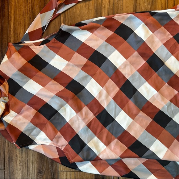 Nine West Top Women's Medium Multicolored Sleeveless Patterned Diamond  V Neck - Picture 8 of 10